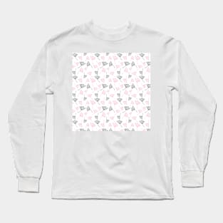 Grey and pink dandelion flowers Long Sleeve T-Shirt